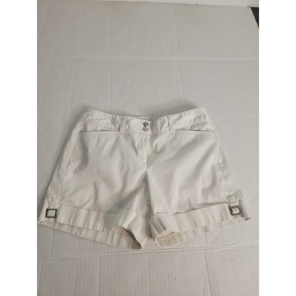 WHBM Chino Shorts Womens SZ 4 Mid Rise White Casual Pockets Stretch Classic